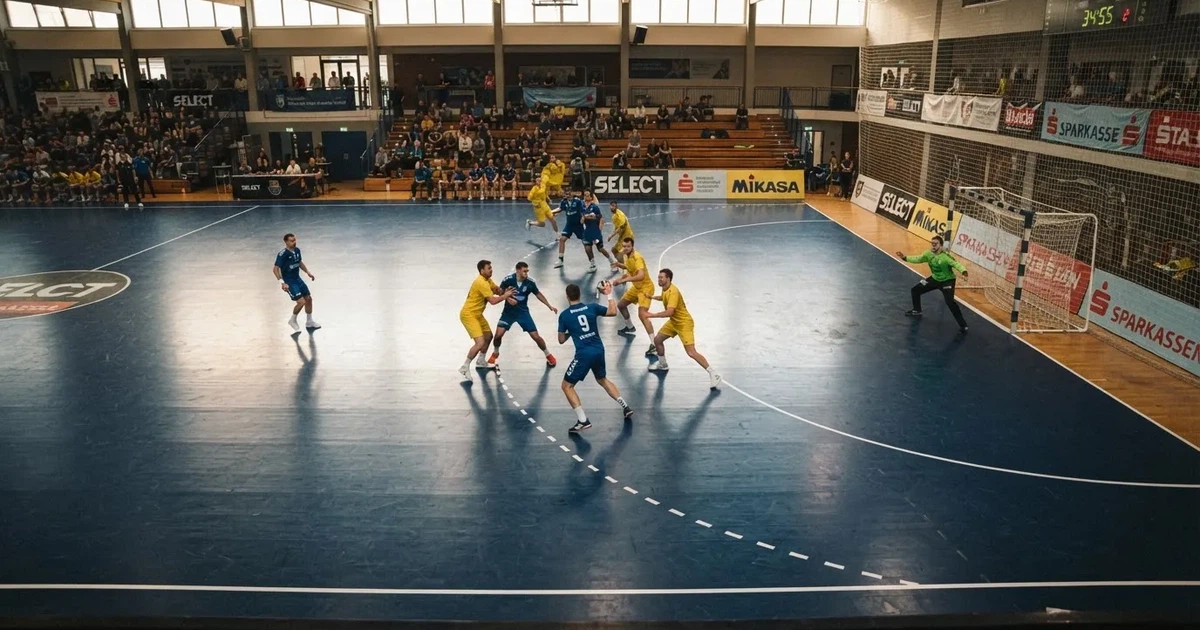 Een voetbal op de middenstip van een grasveld in het ochtendlicht
